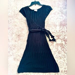 Black cotton crochet tie dress